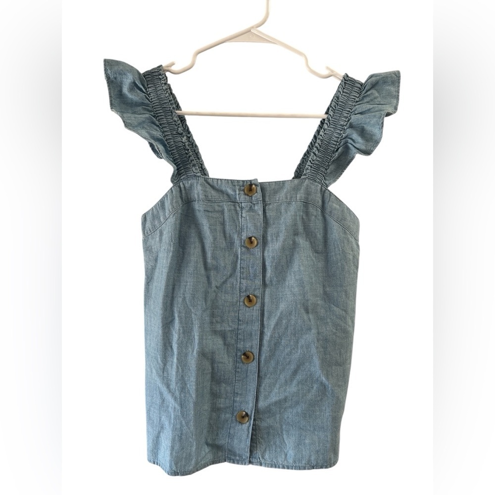 J crew denim ruffled tank top - Picture 4 of 7
